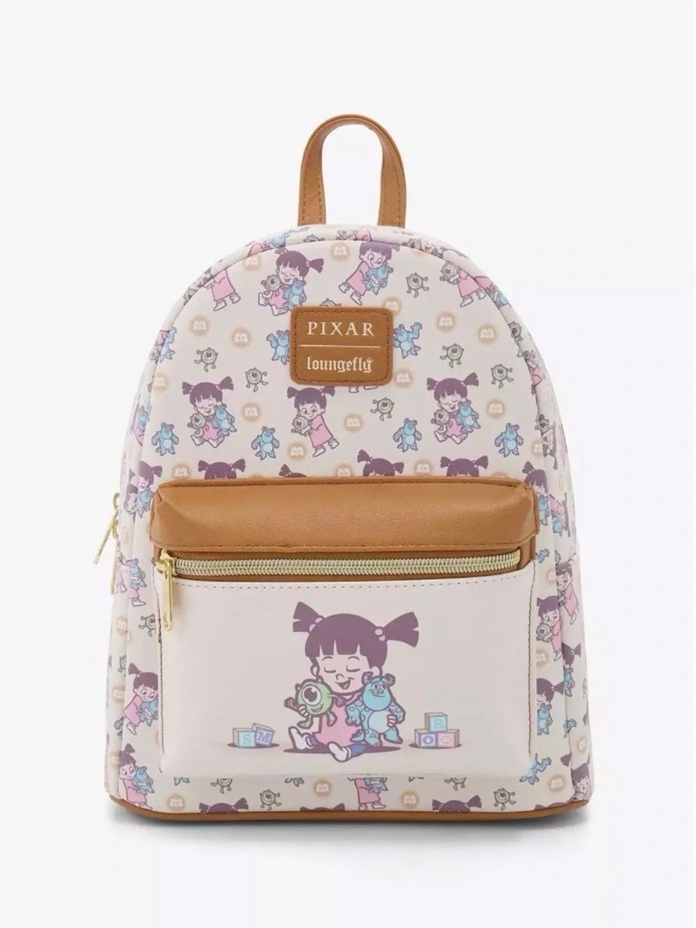Loungefly PIXAR Boo Mini Backpack in Cream, Tan, Pink and Purple